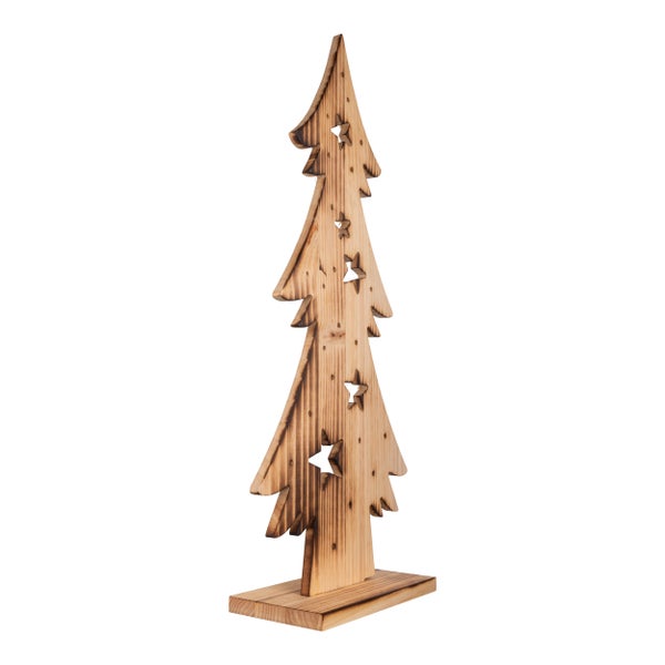 Dekorativer Weihnachtsbaum aus Holz mit Sternen