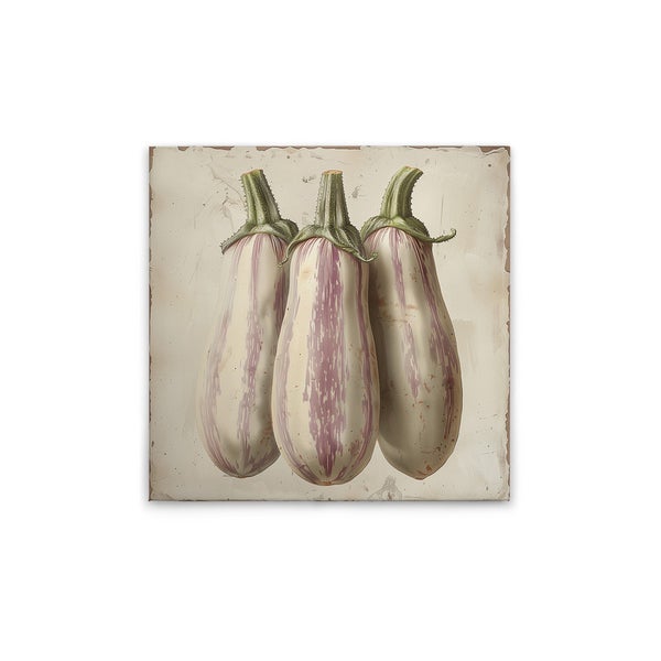 Gemälde mit drei Auberginen auf Leinwand