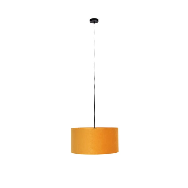Hängelampe mit Veloursschirm gelb mit Gold 50 cm - Combi