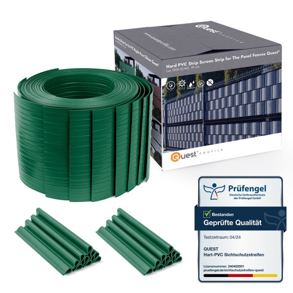 Quest Profil Hart-PVC Sichtschutzstreifen Rolle und Verpackung mit Prüfzeichen