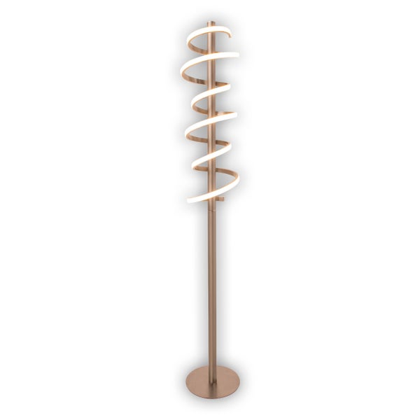 LED-Stehleuchte BELLEZA, moderne Stehlampe aus Metall und Kunststoff in Nickel matt und Weiß, mit fest verbauten LEDs, 140 hoch, Beleuchtung für Wohnzimmer, Esszimmer, Schlafzimmer oder Büro.