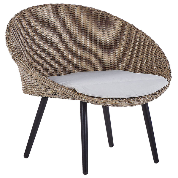 Gartenstuhl aus Rattan mit Sitzkissen und Beinen
