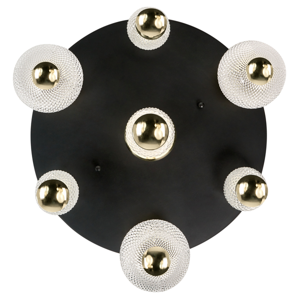 Deckenleuchte mit sechs Lampen und schwarzer Halterung