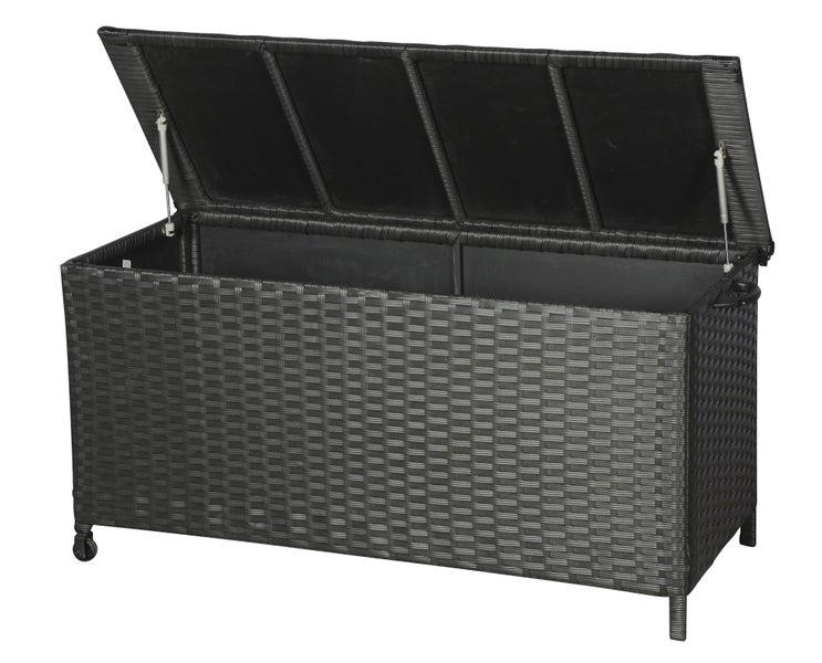 Kaplo Gartenzubehör Kissenbox, mit Rädern, schwarz. 133 X 54 X 63 cm