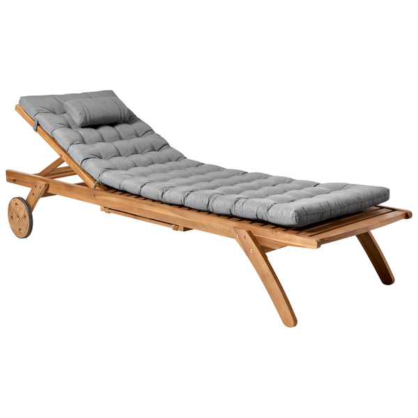 Sonnenliege mit Kissen CESANA PREMIUM Akazienholz Grau meliert