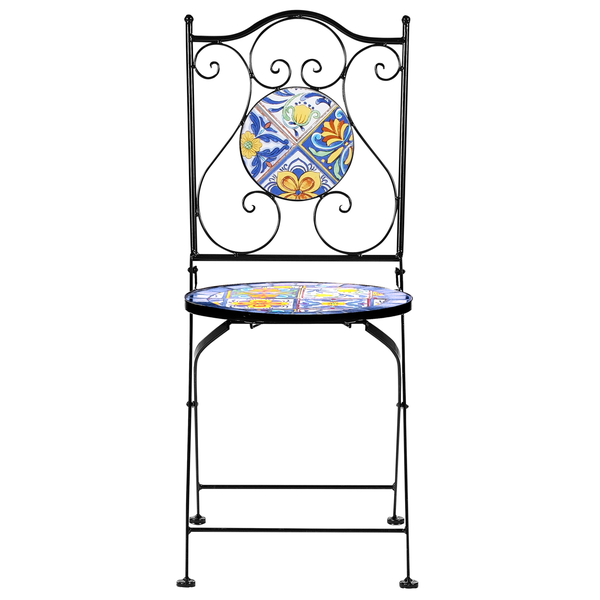 Gartenstuhl aus Metall mit Mosaikmuster
