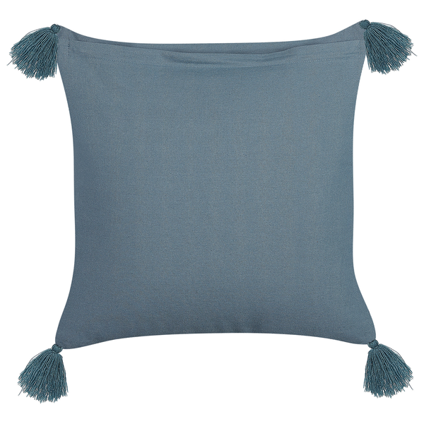 Dekokissen SETARIA Samtstoff 45 x 45 cm Dunkelblau Pflanzenmuster