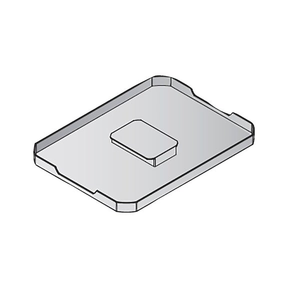 Rechteckiger Deckel für Elektroinstallationen mit zentraler Erhöhung.