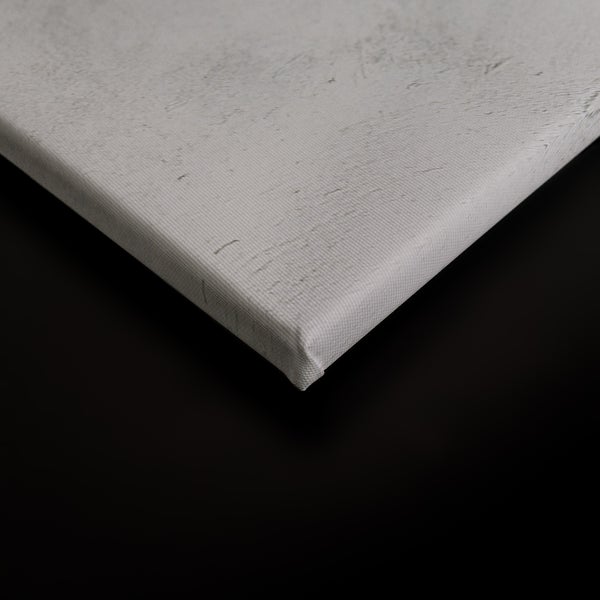 Detailansicht einer Leinwand mit Betonoptikstruktur auf einem Holzkeilrahmen