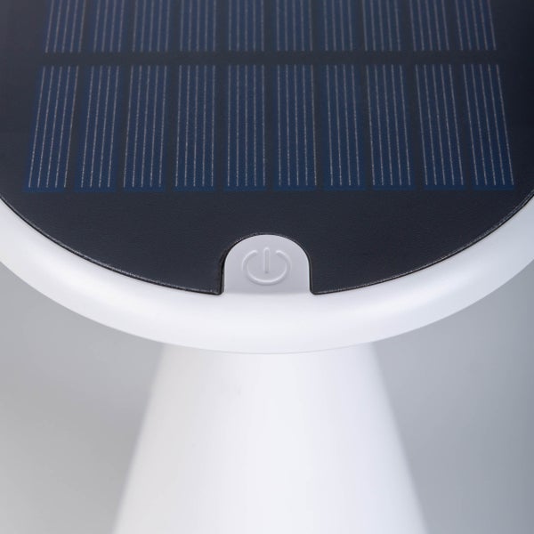Solar-Akku-Tischleuchte Palu für Außen und Innen, aus Kunststoff in Weiß , 20 cm hoch