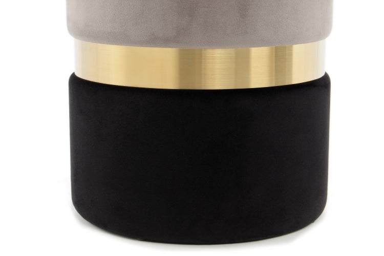 Dekorativer Hocker mit Samtbezug und goldfarbenem Akzent