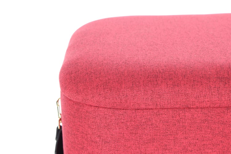 Hocker, 2er-Set stapelbar, gepolstert, mit Stauraum Rot / Schwarz Rund Ø 29,5 / 35,5 cm