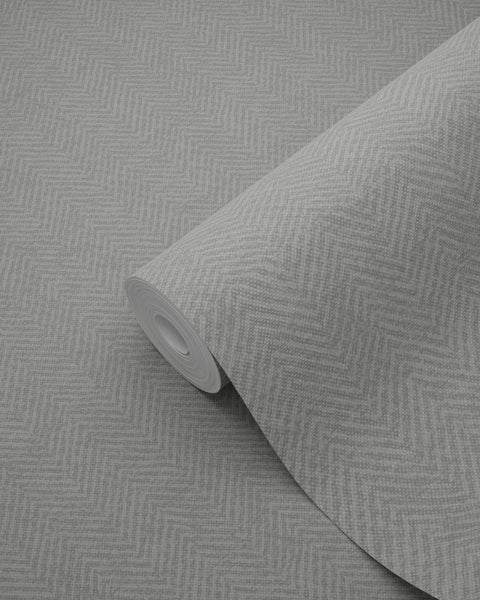 Origin Wallcoverings Tapete Fischgrätmuster Hellgrau - 0,53 x 10,05 m - 347664