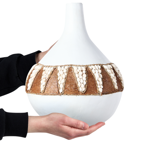 Dekovase SIMPANG Keramik 33 cm Weiß