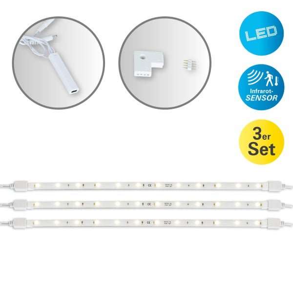 LED Leuchtleisten Dreier Set mit Infrarot Sensor