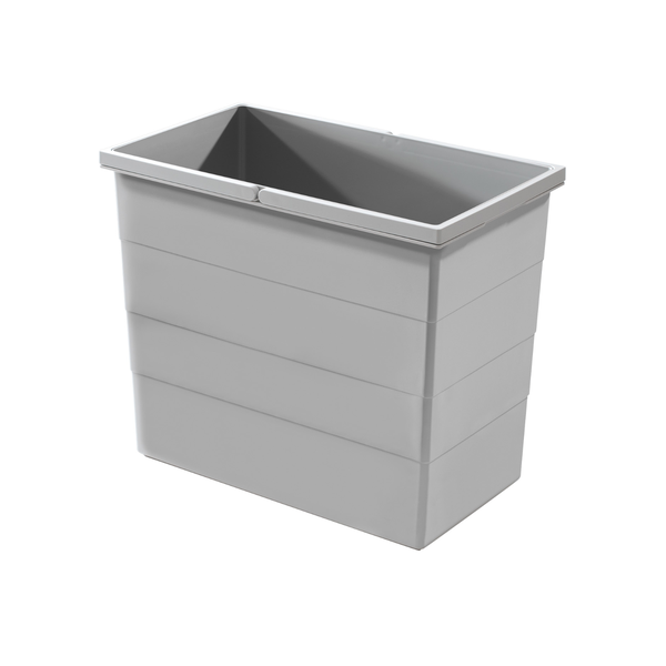 Rechteckiger grauer Kunststoffeimer für Abfalltrennsysteme.
