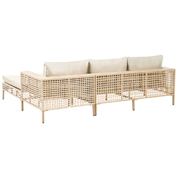 Lounge Set mit Tisch 4-Sitzer CALASETTA linksseitig Polyrattan Beige