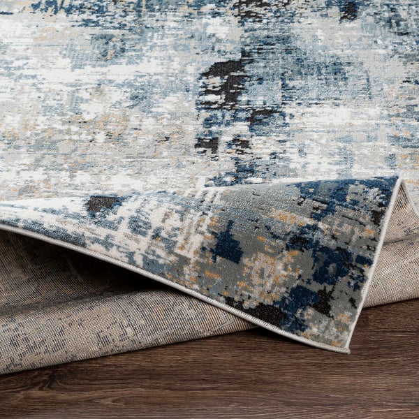 Abstrakt Moderner Flurteppich Blau/Grau/Beige 80x220 cm LENA