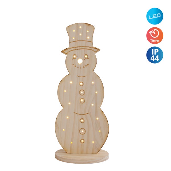 Holz-Schneemann mit LED-Beleuchtung und Timerfunktion