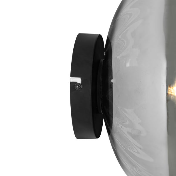 Art-Deco-Wandleuchte schwarz mit Rauchglas - Ayesha
