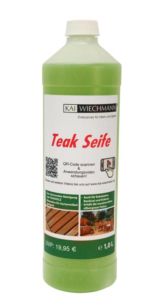 Teak Seife mit Wurzelbürste schonend und umweltverträglich