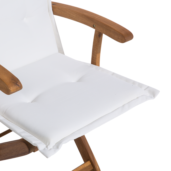 Set mit 2 Stühlen und Sitzkissen MAUI Akazienholz Cremeweiß