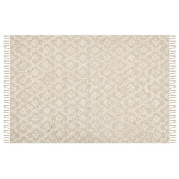 Teppich AKSARAY Beige 140 x 200 cm Baumwolle