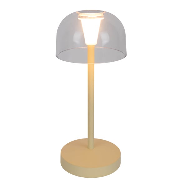 Tischleuchte mit klarem Lampenschirm