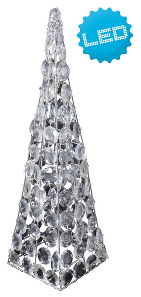 Dekorative LED-Leuchte in Form eines Tannenbaums mit Kristallverzierungen