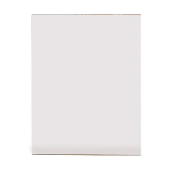 Rechteckige, transparente Platte aus Kunststoff oder Glas.