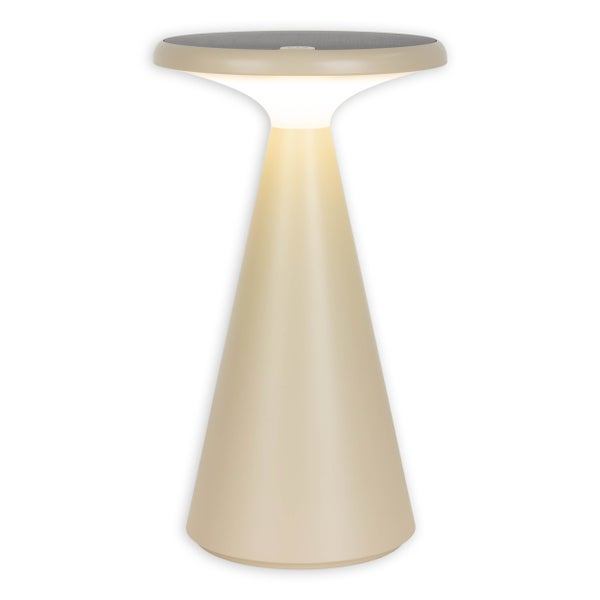 Solar-Akku-Tischleuchte Palu für Außen und Innen, aus Kunststoff in Beige , 20 cm hoch