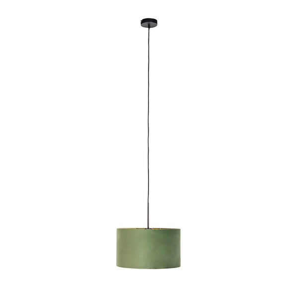 Hängelampe mit Veloursschirm grün mit Gold 35 cm - Combi
