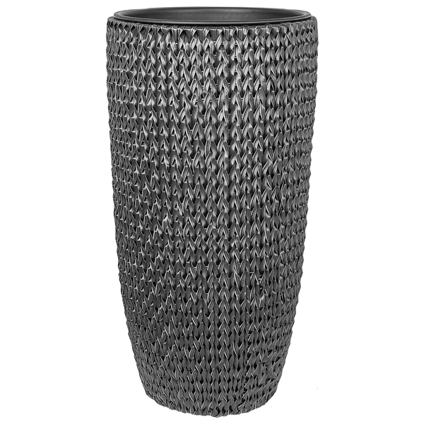 Set mit 2 Blumentöpfen CEDRUS Polyrattan 37/45 cm Schwarz