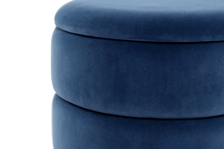 Hocker elegant, mit Stauraum Dunkelblau Rund Ø 37,5 cm