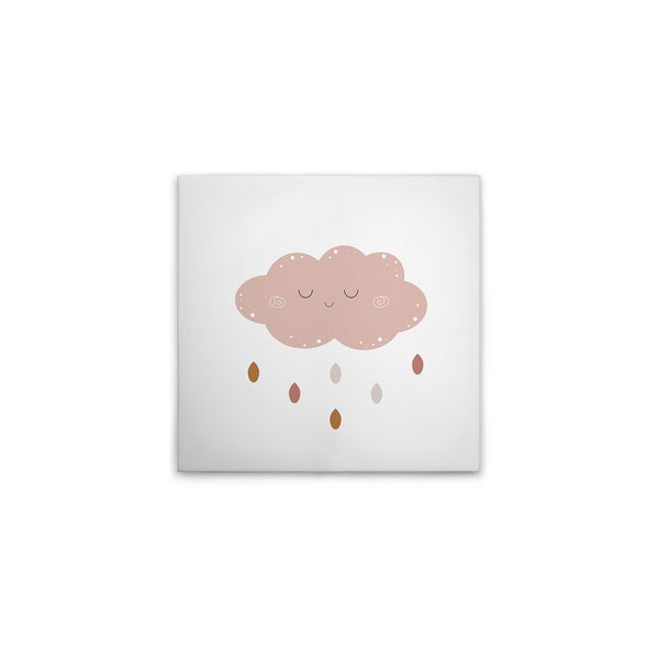 Dekorationstafel mit Wolkenmotiv und Regentropfen