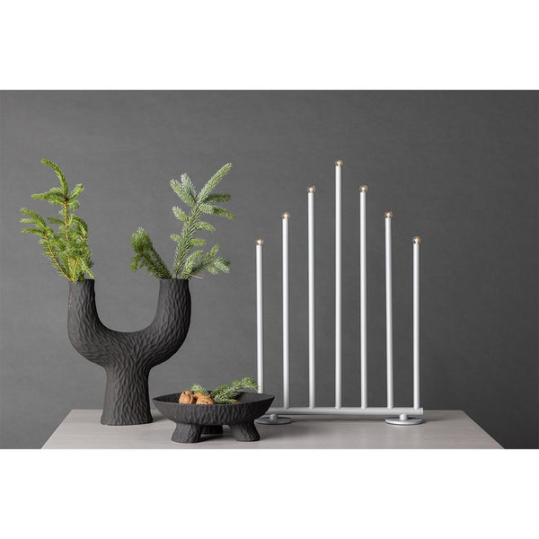 Björnfjället Adventsleuchter elektrisch 7 Lichter silberfarben. 32 X 7 X 50 cm