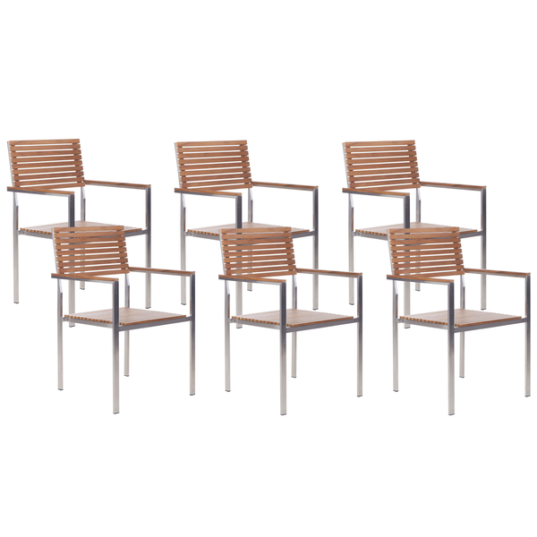 Gartenstuhl 6er Set VIAREGGIO FSC® zertifiziertes Teakholz Braun