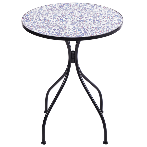 Runder Beistelltisch mit Fliesenmuster und Metallgestell