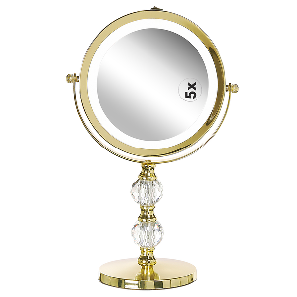 Stehender Kosmetikspiegel mit fünfacher Vergrößerung