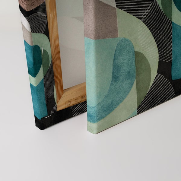 Leinwandbild mit abstraktem geometrischem Muster auf Holzrahmen