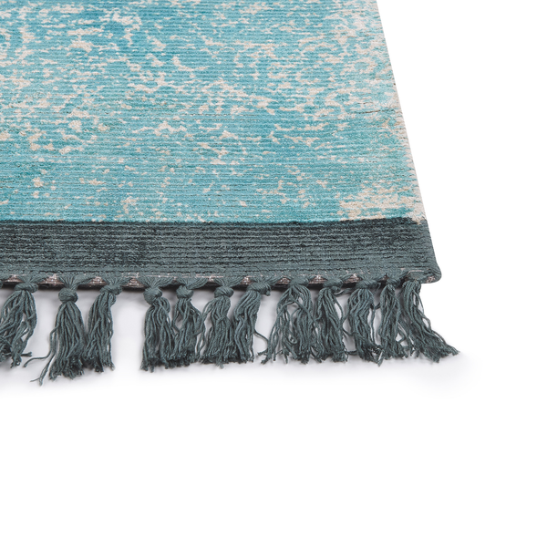 Teppich Viskose hellblau / beige 80 x 150 cm cm orientalisches Muster Kurzflor AKARSU