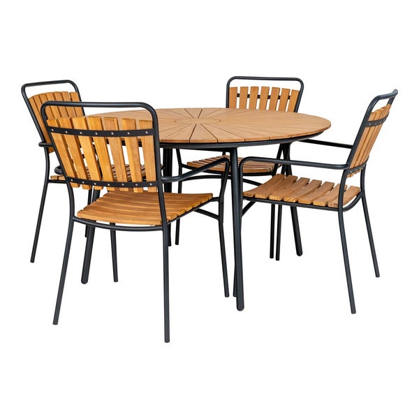 Cleveland Gartentisch Ø130cm Teak,schwarz. 130 X 130 X 74 cm