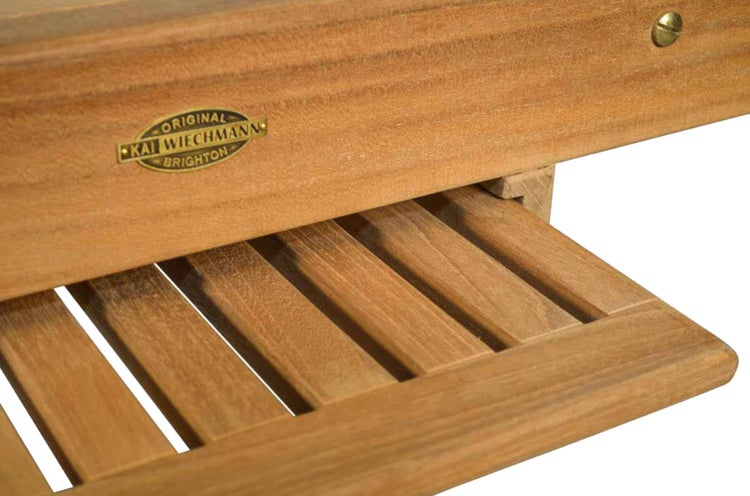 Teak Gartenliege extra hoch mit Rollen premium wetterfest