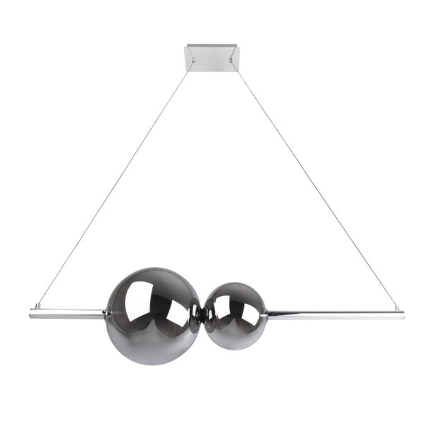 LED Pendelleuchte chrom NOVA aus chromfarbenem Metall, Kunststoff und Rauchglas, mit fest verbauten LEDs, ca. 105 cm lang