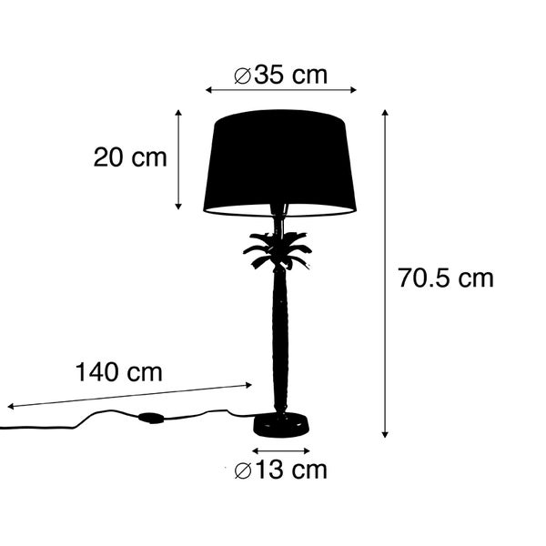 Art Deco Tischlampe Bronze mit schwarzem Schirm 35 cm - Areka