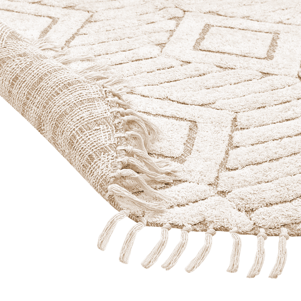 Teppich HORASAN Hellbeige ø 140 cm Baumwolle