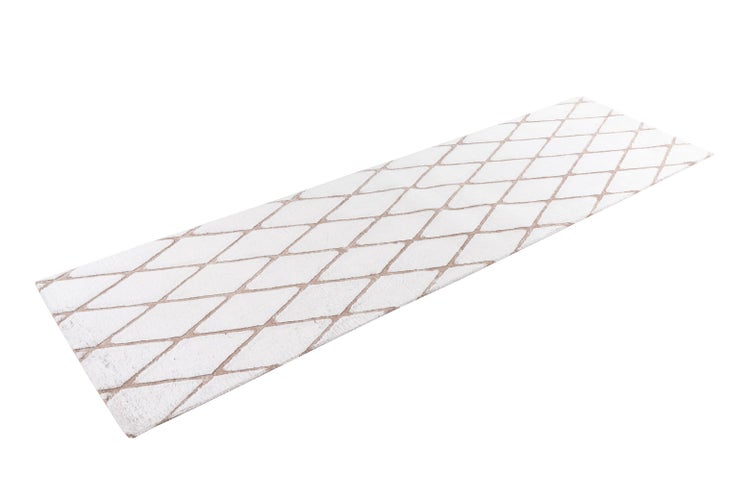 Kurzflor Teppich Splendora Weiß / Taupe Modern, Klassisch 80 x 250 cm