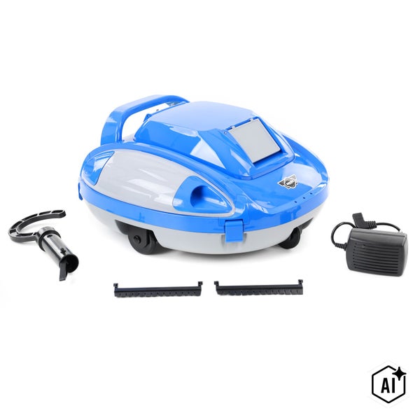 Hecht Poolroboter mit Ladegerät und Zubehör für die automatische Reinigung von Schwimmbecken