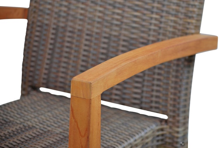 Teak Stapelsessel massiv wetterfest Polyrattan Geflecht hochwertig