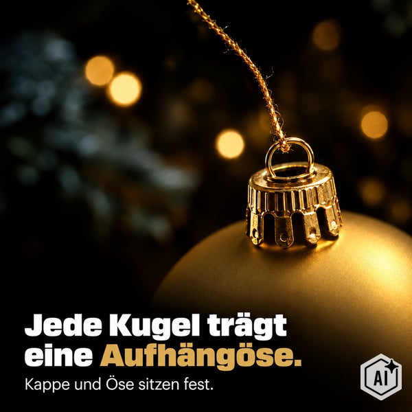 Weihnachtskugel mit Aufhängekappe und Öse zur Dekoration